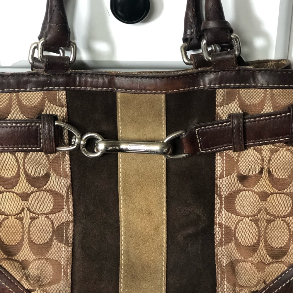 Coach small leather signature tote bag purse